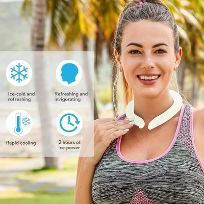 2PCS Neck Cooling Tube with Cold Insulated Bag,Reusable Ice Neck Ring Wearable Body Cooling Products for Summer Heat (White*2)