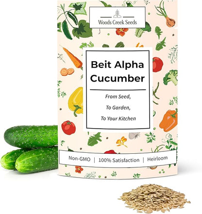 Beit Alpha Persian Cucumber Seeds for Planting - Heirloom, Non-GMO Cucumbers with Mild Flavor & Thin Skin – Fresh Eating Garden Seeds | Woods Creek Seeds
