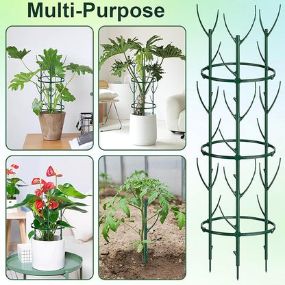 9 Pcs Plant Support Stakes & Plant Cage Support Rings, Plant Supports for Indoor Plants, Stackable Plant Holder Stick, Small Plants Potted Plants Flower Other Climbing Plants (6.4 "Wide X 11" High)