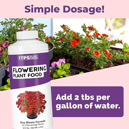 Flowering Plant Food, Complete Liquid Fertilizer for Flowering Plants, 32 oz (1 Quart)
