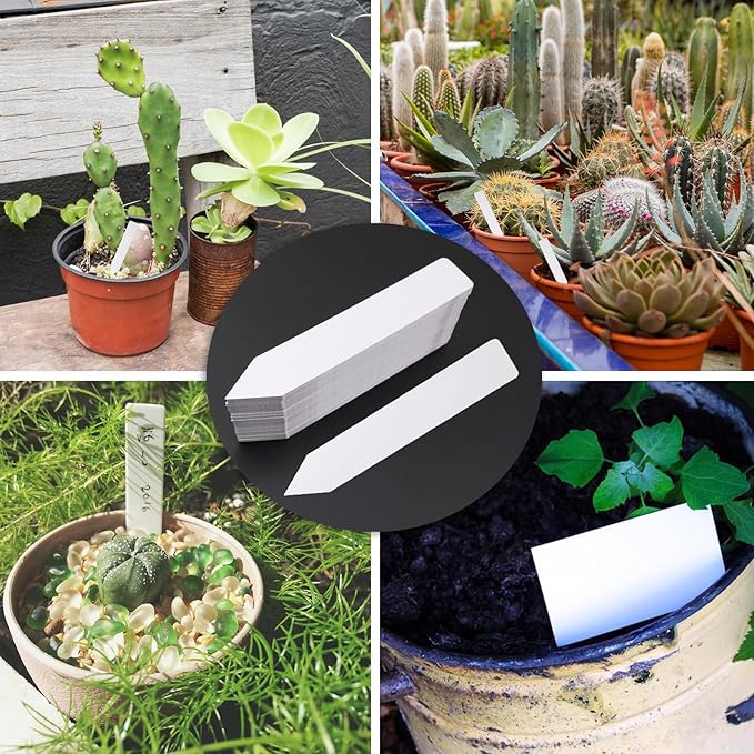 Quluxe 200 Pcs 6" Plant Labels PVC White Garden Labels Plant Tags Markers for Outdoor Garden