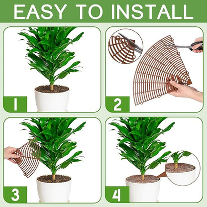 6 Pcs Plant Pot Grid Soil Protector Covers Cuttable Flower Protector from Animals Cat Digging Stopper Plant Pot Cover with Stakes for Indoor Outdoor Gardening (20.5 +11.8+7.5 Inch,Brown)