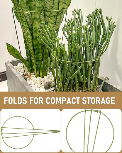 5-Pack Heavy Duty Plant Support Stakes, Metal Plant Ring Cages for Indoor Outdoor Plants, Adjustable Garden Stakes for Peonies, Monstera, Pothos, Hydrangea, Vines & Potted Plant (6" W x 11" H)