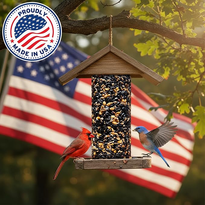 Hot Pepper Bird Seed Cylinders with Hole – Spicy Birdseed to Reduce Squirrels – Bird Seeds for Outside Wild Birds – No Mess Birdseed – Hot Birdseed with No Filler – All Natural, USA Made (4" x 7.75")