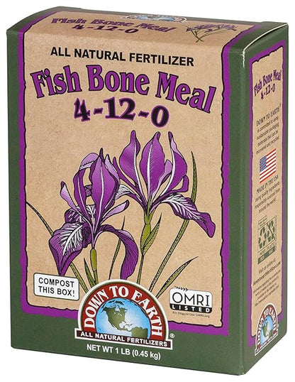 Down To Earth All Natural Fertilizers Organic Fish Bone Meal - High Phosphorus Plant Food for Buds, Bulbs, Blooms, Flower Beds 4-12-0, 1 lb