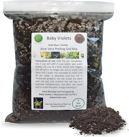 Aloe Vera Plant Potting Soil Mix Peat Moss & Perlite (½ Gallon / 2 quarts).