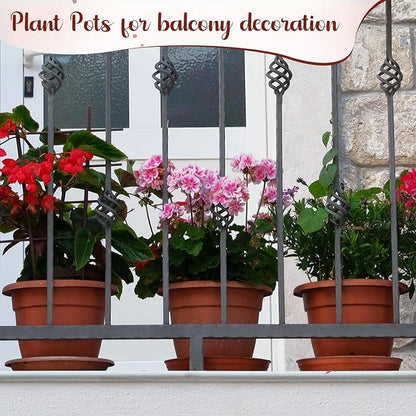 12 Pack 10'' Plastic Plant Pots Round Planter Pots with Saucer Tray Seedling Pots with Holes Seed Resin Plant Pot Starting Nursery Flower Container with Pallet for Garden Outdoor Indoor
