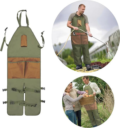 Garden apron,Apron Man,Harvest Apron with Pockets,Waterproof,Adjustable,Reinforced Knees for Mow Grass and Lawn Mowing
