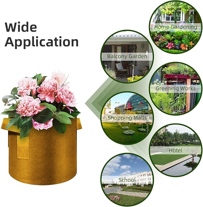 7 Gallon Nonwoven Fabric Planter Bags, Brown - 12 Pack, Thickened, Breathable, Reusable, Drainage, Handles, Vegetable/Flower/Plant/Fruit Outdoor Usage