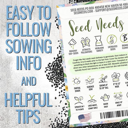 Seed Needs Forget Me Not Seed Packet Favors - Thoughtful Gifts/Handouts for a Memorial or Funeral Service to Remember Loved Ones - Sowing Seeds in Remembrance (30 Packets)