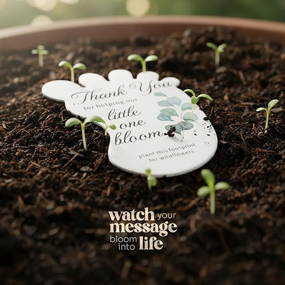 Footprint-Shaped Seed Paper – 12 pcs Green Shower Favors for Guests with Wildflower Seeds, Writable & Plantable, Gender Reveal, Birthday Gifts for Guest