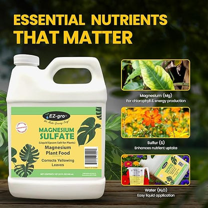 EZ-GRO Epsom Salt for Gardening, 32 oz (Quart) - Professional Grade Epsom Salt with Magnesium Sulfate for Plants