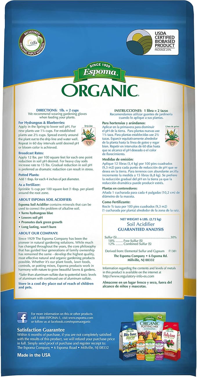 Espoma Organic Soil Acidifier 6 Lb.
