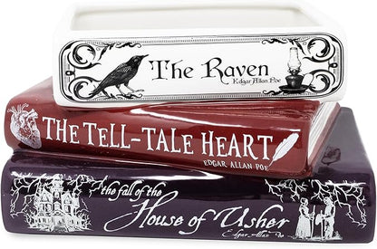 Steel Mill & Co Original Small Book-Shaped Decorative Planter, Ceramic Planter for Home Decor, Gothic Bookshelf Decor, Unique Planter for Book Lover (Edgar Allan Poe)
