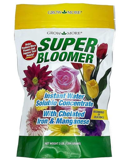 Grow More Super Bloomer 15-30-15 Fertilizer - 3lbs of Flower Fertilizer Bloom Booster for More Colorful Blooms & Blossoms - Flower Food for Flowers of All Types with Chelated Iron & Manganese