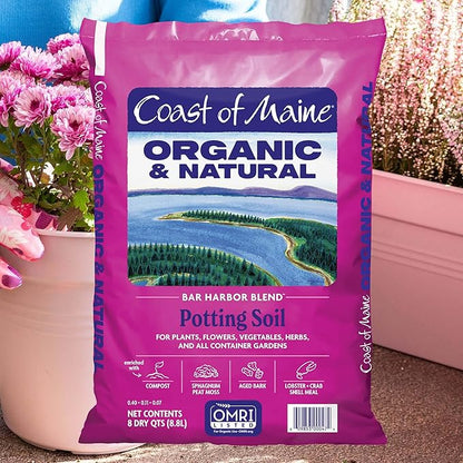Coast of Maine Bar Harbor Blend, 8qt (Pack of 8) Organic and Natural Potting Soil for Houseplants, Flowers, Vegetables, Herbs and Containers