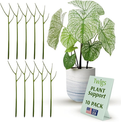 Plant Support Stakes for Indoor & Outdoor Use, Durable Trellis Alternative for Climbing & Potted Plants, Houseplant Stem Holder Structures - Peony (Light Green), 10 Pack, 22" L, Original