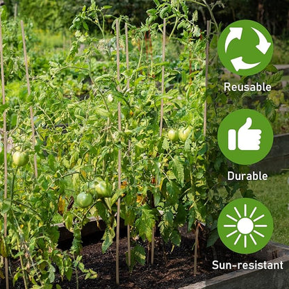 Suzile 60 Bamboo Stakes Bulk, Natural Plant Stakes Bamboo Garden Supports Climbing for Tomatoes, Beans, Vegetable and Potted Plants (48 Inch)