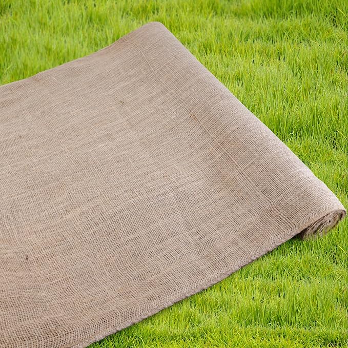 Agfabric 23.6in x20 Feet Natural Burlap Fabric Roll,Gardening Burlap Roll,High Density Jute Material for Winter Plants Tree Cover Protection,Weed Barrier,Decorations,Crafts