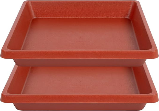 Square Plant Saucer 10 Inch 2 Pack, Plant Drip Trays and Flower Pot Saucers，Doubles Plant Water Catcher Tray, Plant Trays for Indoors No Holes, Plant Drainage Tray Saucers for Potted Plants