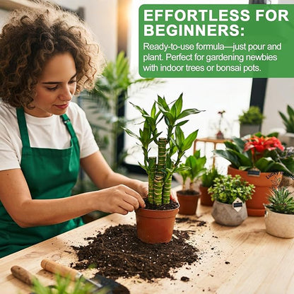 Pure Natural Potting Soil for Lucky Bamboo Plants 10qt- Superior Drainage & Breathability, Ideal Indoor Plant Soil