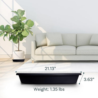 The HC Companies Flower Pot Saucers - Plastic Plant Saucer for Outdoors & Indoors - Traditional Design Plant Pot Trays for Water Drainage - Durable & Stylish Round Plant Tray (21-inch Black)