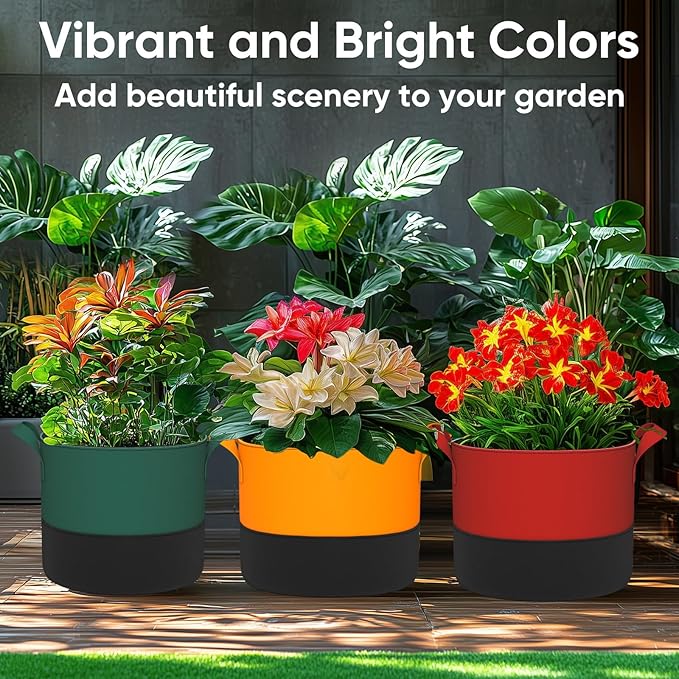 6-Pack 20 Gallon Grow Bags - 350G Heavy Duty Thickened Colorful Potato Grow Bags with Handles, Felt Nonwoven Garden Fabric Bags Gardening Pots for Vegetable Fruit Flowers Herbs Tomato Growing
