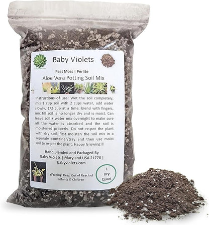 Aloe Vera Plant Potting Soil Mix (3 Cups / 1 Quart), Perlite & Peat Moss