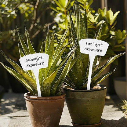 Plant Labels 60 Pcs Yuanling Plant Markers Large Plastic Plant Tags T-Type Waterproof Garden Labels for Outdoor Indoor Potted Plants Flowers Seeds Herbs Belt Garden Marker Pen (White)