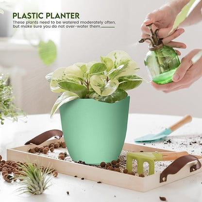 Utopia Home - Plant Pots Indoor with Drainage - 7/6.6/6/5.3/4.8 Inches Home Decor Flower Pots - Plastic Planters for Indoor Plants, Cactus, Succulents Pot (Mint, Pack of 10)