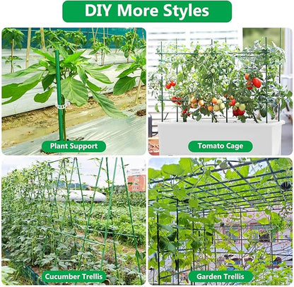 Lezmarket 150 Pack Garden Stakes(16" Each), Plant Support Stakes, DIY 4ft 5ft 6ft 7ft Sturdy Fiberglass Plant Sticks Support Garden Trellis for Growing Climbing Tomato Vegetables Flowers