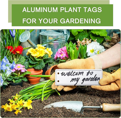 Hotop 300 Pieces Metal Plant Tags with Wires 1 x 3.25 Inches Double Sided Blank Metal Plant Labels Waterproof Aluminum Label Tag for Indoor Outdoor Gardening Nursery Supplies