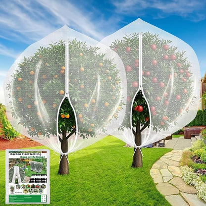 Evoio Bird Netting for Garden Plant Fruit Tree Protection Large Blueberry Bushes Netting Covers Bag with Zipper, 8 x 10 ft Shrubs Bush Tomato Strawberry Berry Barrier Mesh Cover Net Protector (2 Pcs)