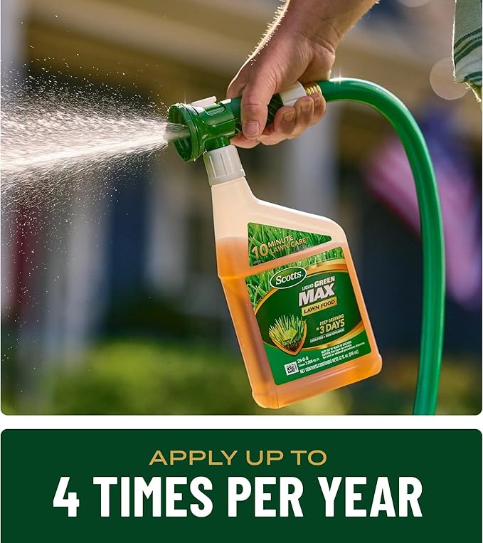 Scotts Liquid Green Max Lawn Food, Lawn Fertilizer and Iron Supplement, for Any Grass Type, 29-0-0, 32 fl. oz.