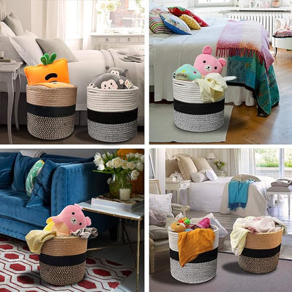 Indoor Planter Cover Woven Cotton Rope Flower Pot 11-inch Storage Organizer Basket Decorative Modern Home Accents