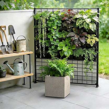 Kante 12 Inch Square Concrete Planter for Outdoor Indoor Home Patio Garden, Large Plant Pot with Drainage Hole and Rubber Plug, Weathered Concrete