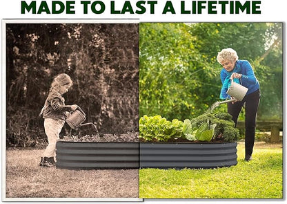 Plant & Plot Galvanized Raised Garden Beds Outdoor // 8×2×1 ft Planter Raised Beds for Gardening, Vegetables, Flowers // Large Metal Garden Box (Gray) // Patented Tool-Free Design