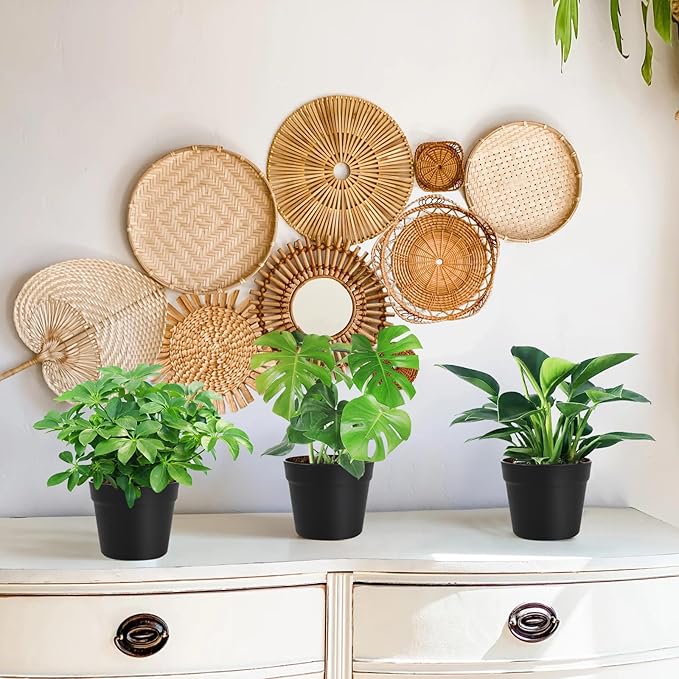 3 Pack Wall Hanging Planters Indoor Outdoor 6.3 Inch Self-Watering Flower Pots with Leak-Proof Drainage Iron Brackets Hanging Basket Room Garden Decor(Black)