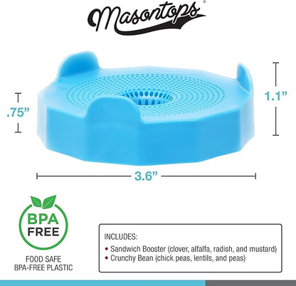 Masontops Bean Screen Sprouts Growing Kit - Sprouting Lids & Sprout Mixes Microgreens Growing Kit - Sprouting Kit Wide Mouth Mason Jar Strainer Lid