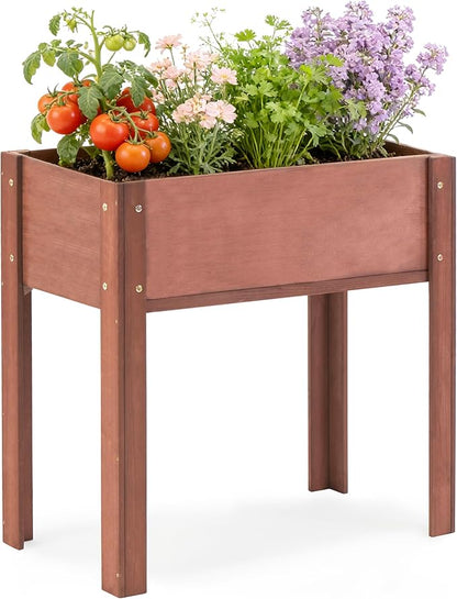 Raised Garden Bed with Legs, 31x16x31'', Outdoor Wood Elevated Planter Box, Thick Legs, w/Liner