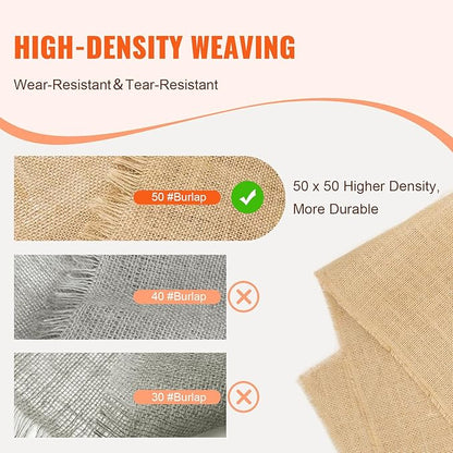 VEVOR Burlap Fabric Roll, 40” x 30 ft High Density Natural Jute Fiber Material for Outdoor Plant Care, Tree Wrap Roll, Decor, DIY Crafts, Wedding, Garden Weed Barrier, Plant & Tree Winter Covering