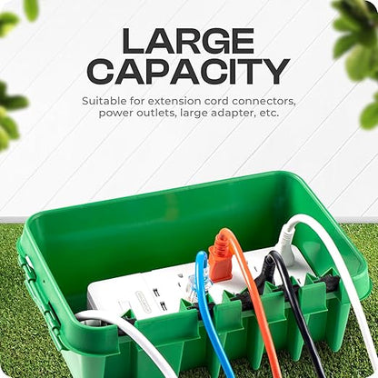 SockitBox – The Original Weatherproof Connection Box – Indoor & Outdoor Electrical Power Cord Enclosure for Timers, Extension Cables, Transformers, Power Strips, Lights, Tools & More – Medium – Green