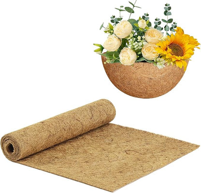 12X60 Inch Natural Coco Liner Roll, Coco Liners for Planters for Window Box Flower Basket, Coconut Coir Liner Sheets Mats for Hanging Basket, Animal Pet Pad, Garden Decoration