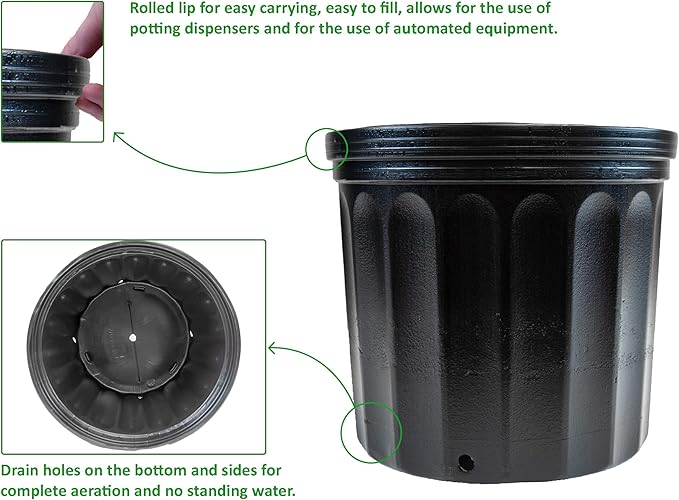Viagrow VHPP200-24 VHPP Nursery Pots, 2 Gallon, Black