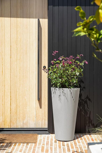Veradek Demi Series Tall Planter for Porch, Patio, Backyard | Durable Plastic-Concrete Material | Modern Décor for Tall Plants, Grasses