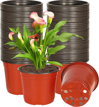 6 Inch 120 Pack Plastic Nursery Pots with Drainage Holes,Plastic Seed Starting Pots, Reusable Seedling Flower Plant Container for Succulents, Seedlings, Cuttings, Transplanting