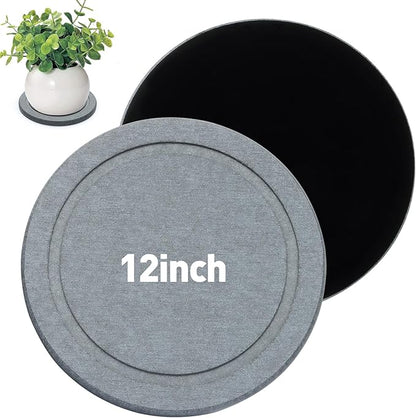 Azhou Diatomaceous Earth Plant Saucers 2-Pack with Velvet Bottom - 12 Inch Water Absorbing Heavy Duty Flower Pot Trays, Moisture Control Indoor Outdoor Catcher for Home, Office, Kitchen