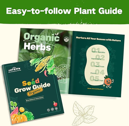 Lush&Dew Year-Round USDA Zone 7 Seed Bank, Gift for Mom Dad, 32 Varieties Non-GMO Heirloom Seeds of Vegetables Flowers, Gardening Gifts for Women Men, Survival Kit for Raised Garden Bed Greenhouse