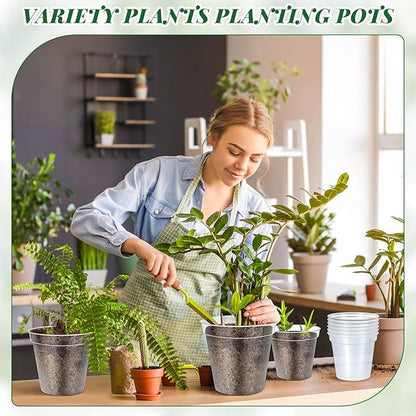 Maxcheck 24 Pcs Thick Clear Nursery Pots for Plants Transparent Plastic Garden Pots with Holes for Seedling Variety Plants Growing in Garden Home (4+6+8 Inch)