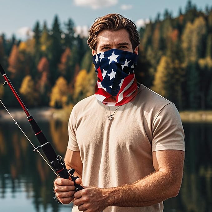 Bilymate USA Flag Cooling Neck Gaiter UPF 50+ Seamless bandana, Breathable Mesh holes Tube headwear bandana headband for Men & Women